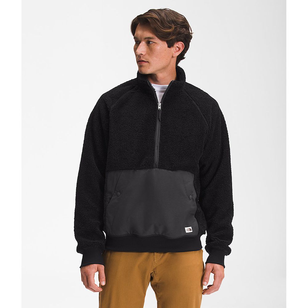 The North Face Fleece Jacket Mens Australia - The North Face Ridge 1/4 Zip Black (DCU-932716)